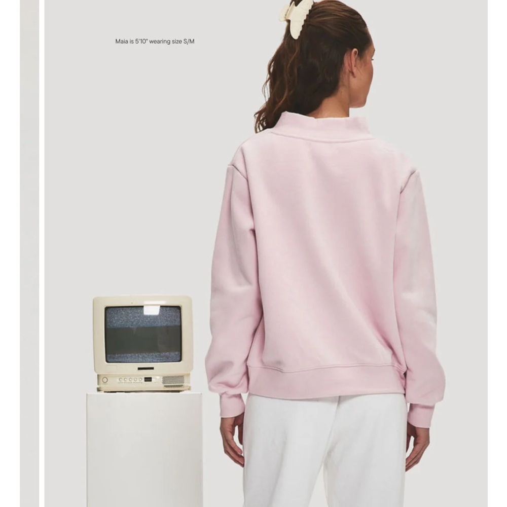 NEW Parke Sprinkle Varsity Mockneck Fleece Sweatshirt Pink Size XXL NWT - Picture 3 of 8